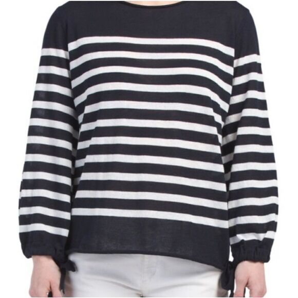 Philosophy Women's Nautical Navy Striped Lightweight Sweater - Picture 3 of 13